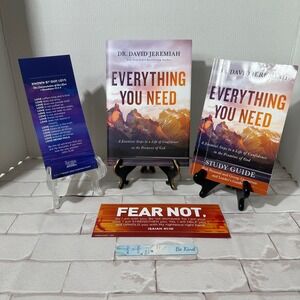 Dr David Jeremiah Everything You Need HC Book & PB Study Guide with 3 Bookmarks